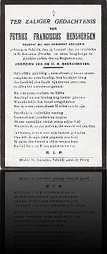 doodsprentje Petrus Hensbergen